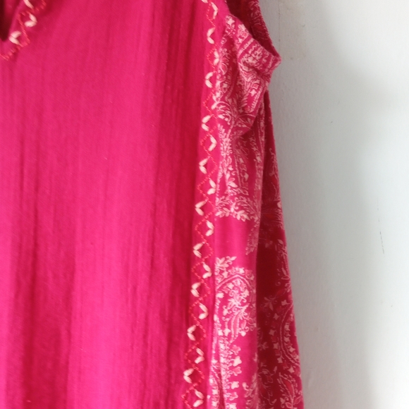 Lucky Brand M Red Embroidered Tunic Style Tank - Picture 5 of 9